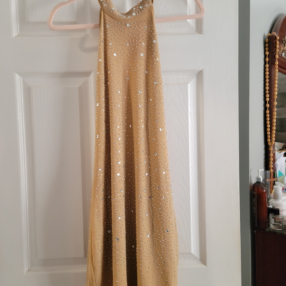 Backless dress with rhinestones